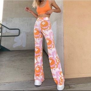Zara pastel floral flare pants